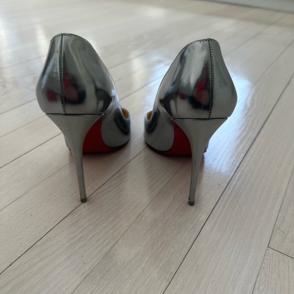 Christian Louboutin Silver Pigalle Follies 100mm Pumps Size 37.5 - Picture 6 of 14